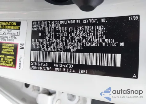 2010 Toyota Venza from USA, damaged, VIN 4T3ZA3BB5AU021461